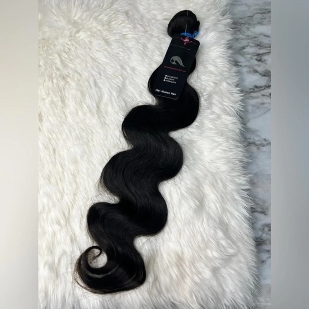 100% HUMAN HAIR  #1  Black , Unprocessed Virgin Body wave Bundle - Picture 5 of 5